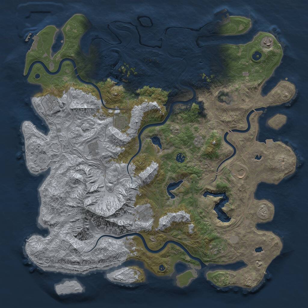 Rust Map: Procedural Map, Size: 5000, Seed: 1055647141, 16 Monuments