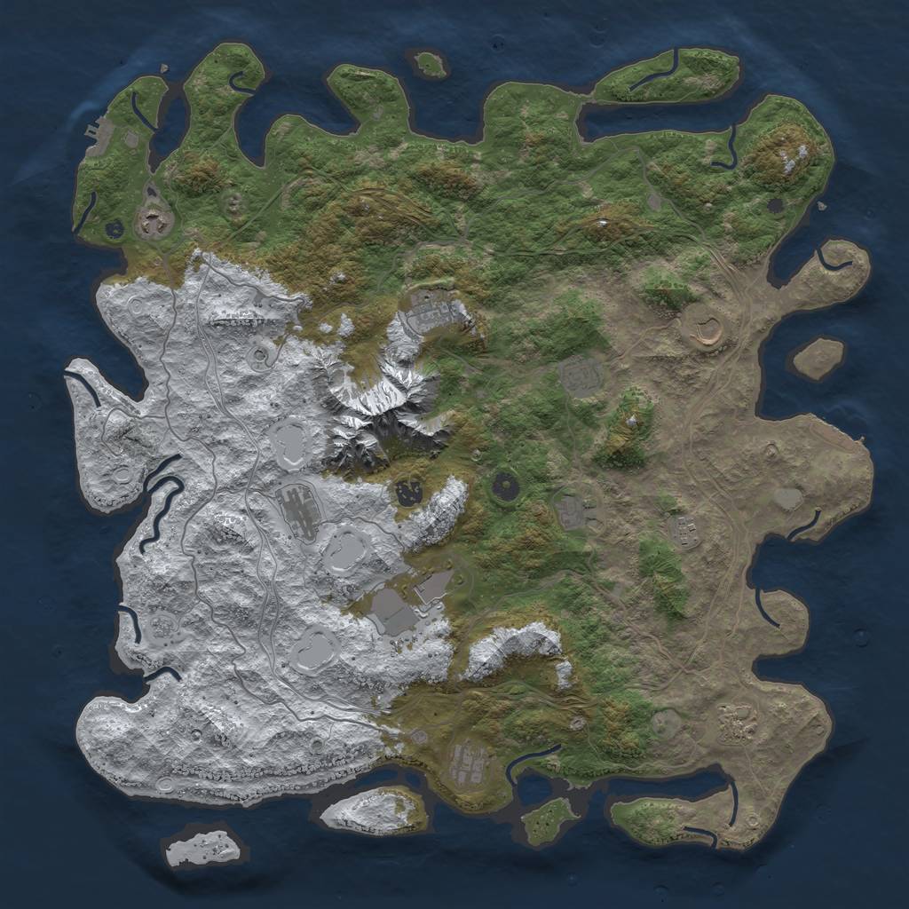 Rust Map: Procedural Map, Size: 5000, Seed: 1055647141, 20 Monuments