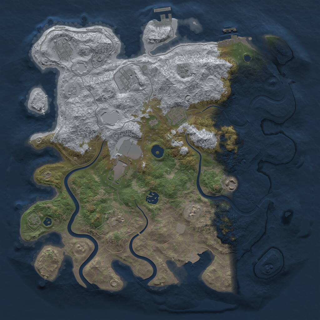 Rust Map: Procedural Map, Size: 3800, Seed: 6541651, 14 Monuments