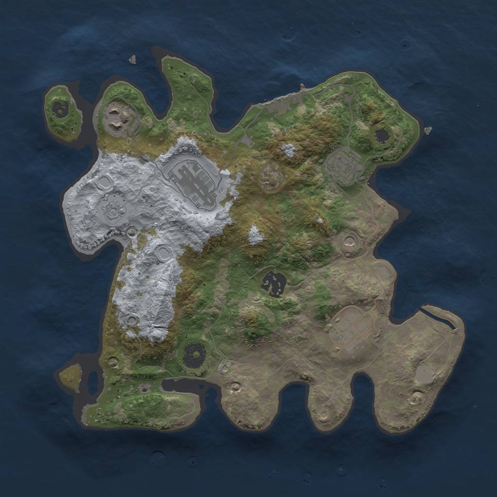 Rust Map: Procedural Map, Size: 3000, Seed: 1064275378, 11 Monuments