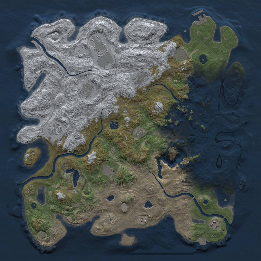 Rust Map: Procedural Map, Size: 4500, Seed: 1831773282, 16 Monuments