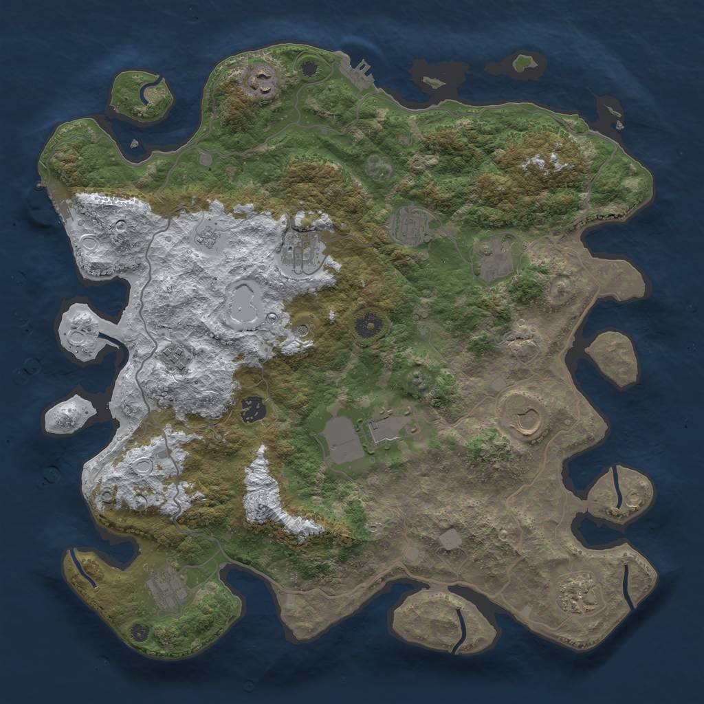 Rust Map: Procedural Map, Size: 4000, Seed: 1037333632, 19 Monuments