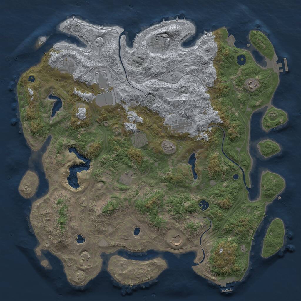 Rust Map: Procedural Map, Size: 4500, Seed: 59087425, 16 Monuments