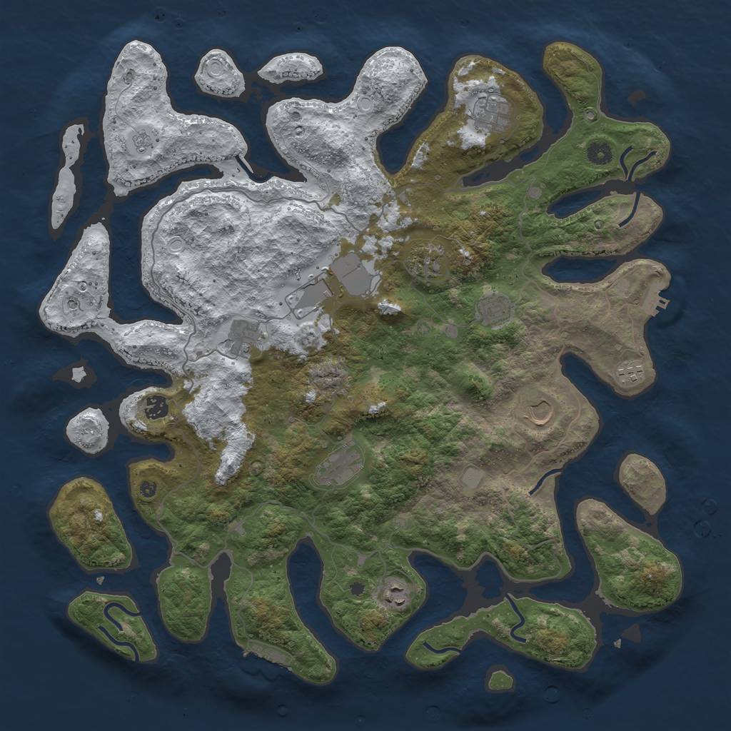 Rust Map: Procedural Map, Size: 4500, Seed: 416941709, 19 Monuments