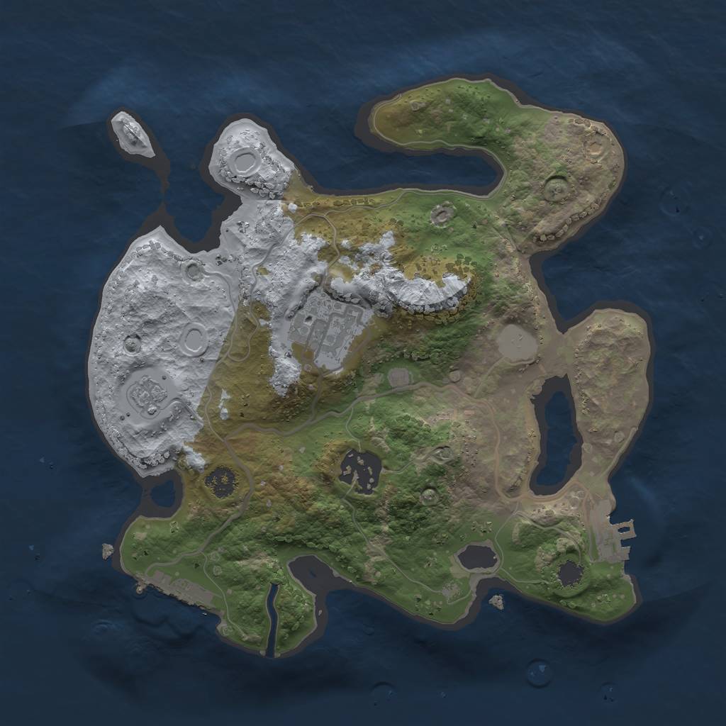 Rust Map: Procedural Map, Size: 2500, Seed: 1689169513, 8 Monuments