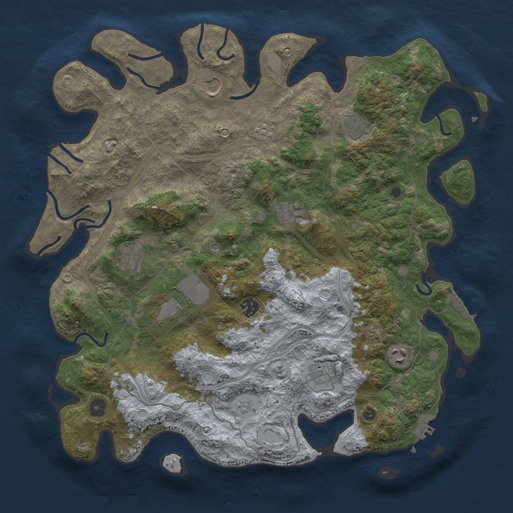 Rust Map: Procedural Map, Size: 4250, Seed: 155589175, 16 Monuments