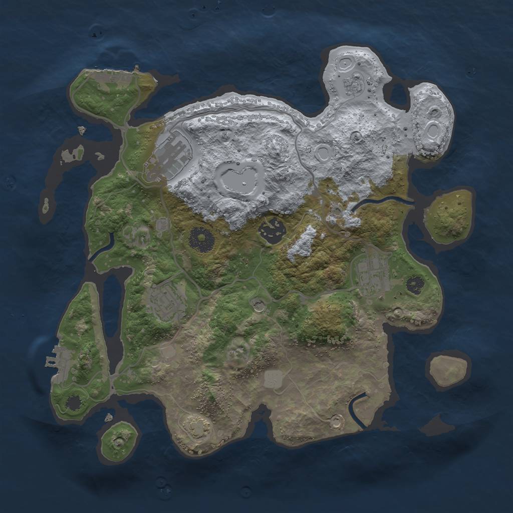 Rust Map: Procedural Map, Size: 3000, Seed: 23523, 12 Monuments