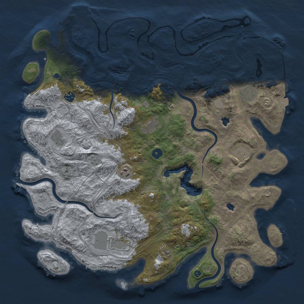 Rust Map: Procedural Map, Size: 4500, Seed: 999974305, 15 Monuments