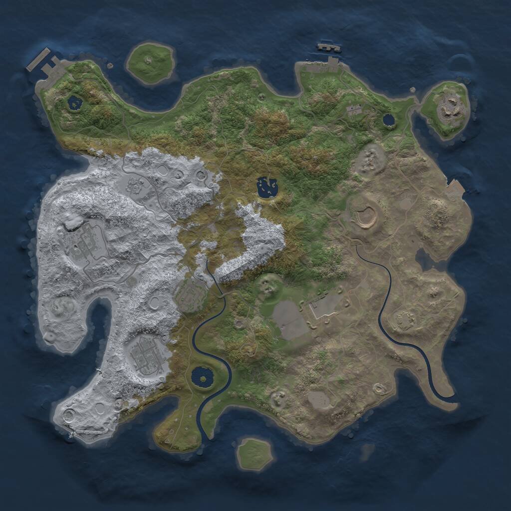 Rust Map: Procedural Map, Size: 3500, Seed: 22291, 13 Monuments
