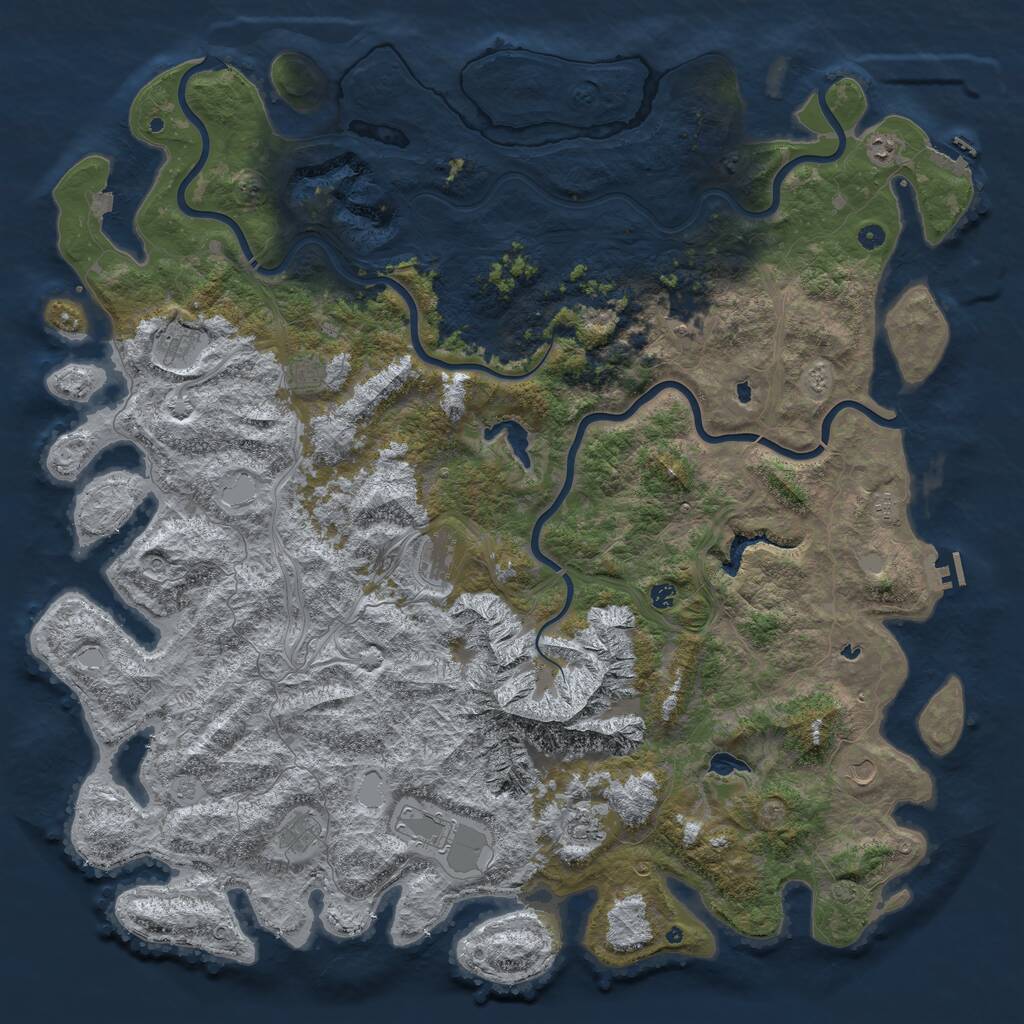Rust Map: Procedural Map, Size: 6000, Seed: 123432527, 17 Monuments