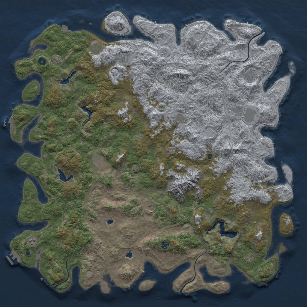 Rust Map: Procedural Map, Size: 6000, Seed: 213049843, 17 Monuments