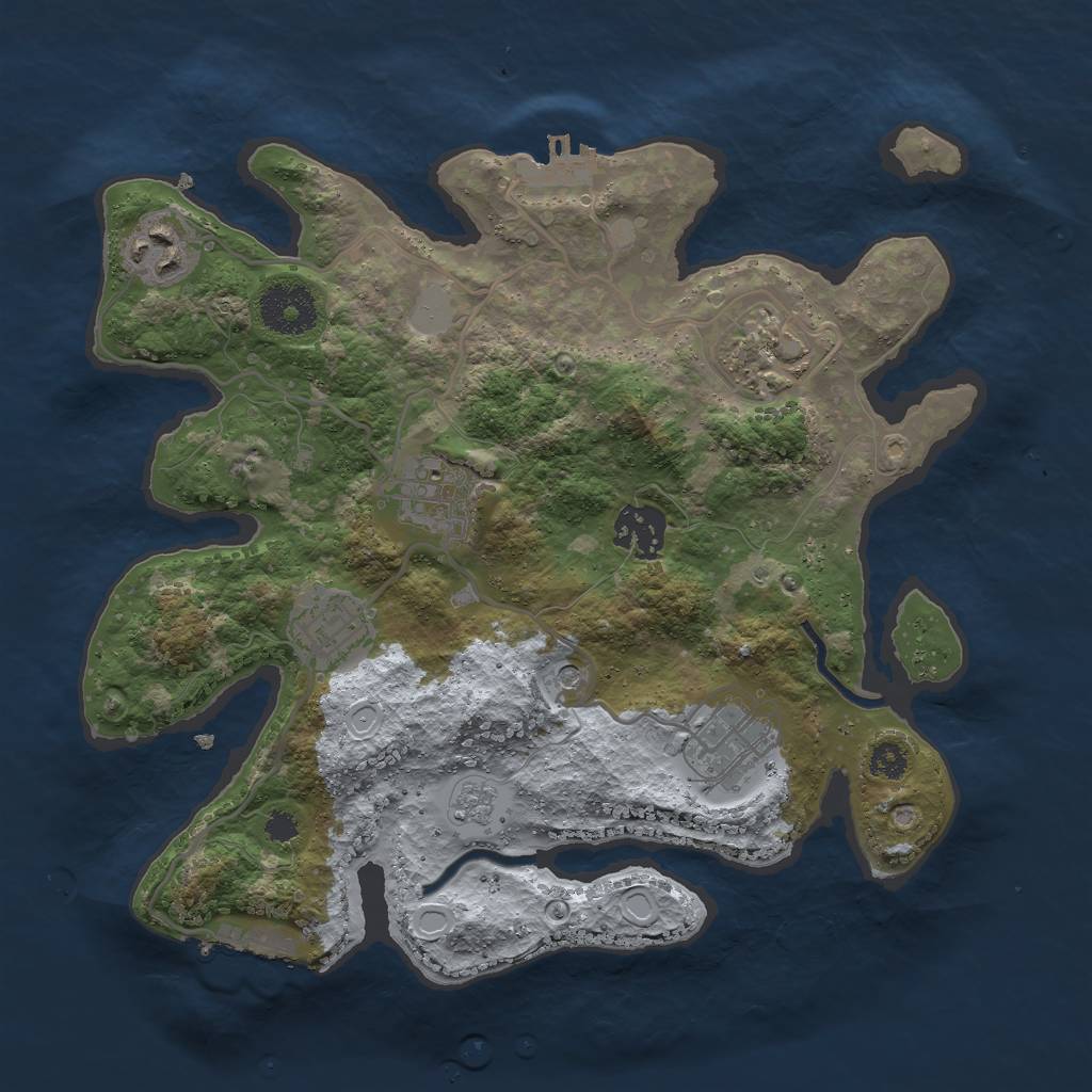 Rust Map: Procedural Map, Size: 3000, Seed: 42810145, 13 Monuments