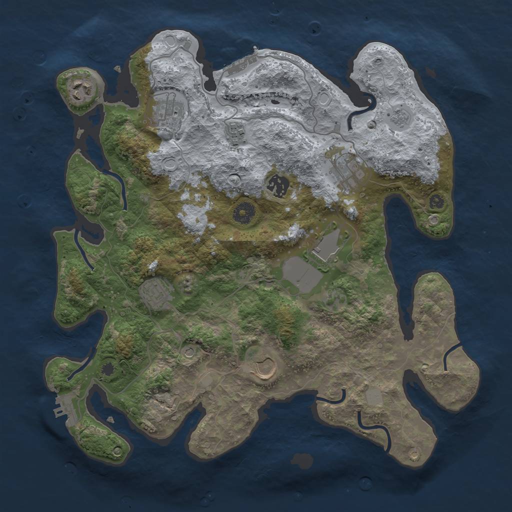 Rust Map: Procedural Map, Size: 3500, Seed: 8680749, 15 Monuments