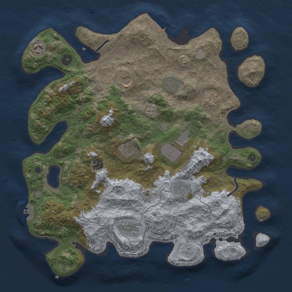 Rust Map: Procedural Map, Size: 4000, Seed: 2550, 17 Monuments