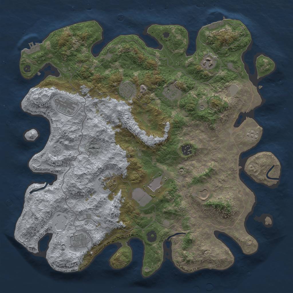 Rust Map: Procedural Map, Size: 4000, Seed: 962799, 17 Monuments