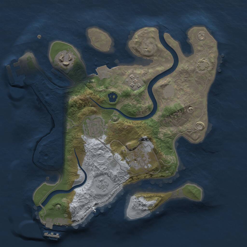 Rust Map: Procedural Map, Size: 2500, Seed: 2147483633, 9 Monuments