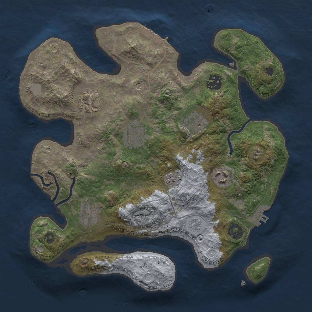 Rust Map: Procedural Map, Size: 3000, Seed: 1091117903, 14 Monuments