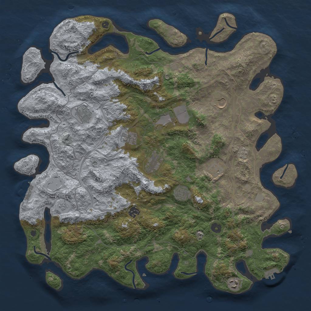 Rust Map: Procedural Map, Size: 4500, Seed: 673857, 17 Monuments