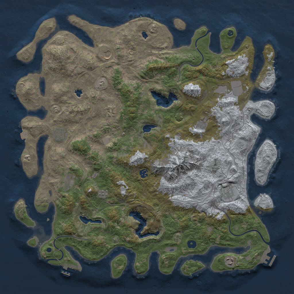 Rust Map: Procedural Map, Size: 5000, Seed: 128, 16 Monuments