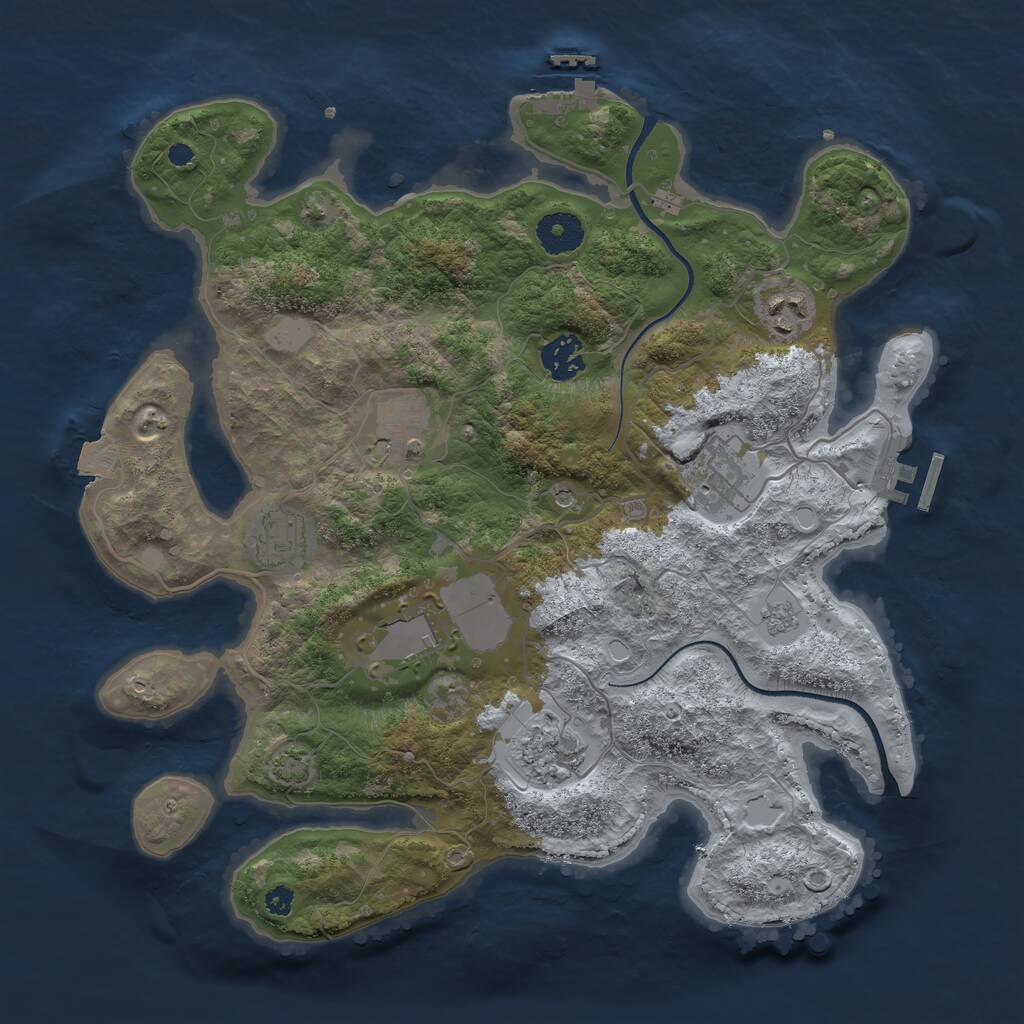 Rust Map: Procedural Map, Size: 3500, Seed: 2079820271, 13 Monuments