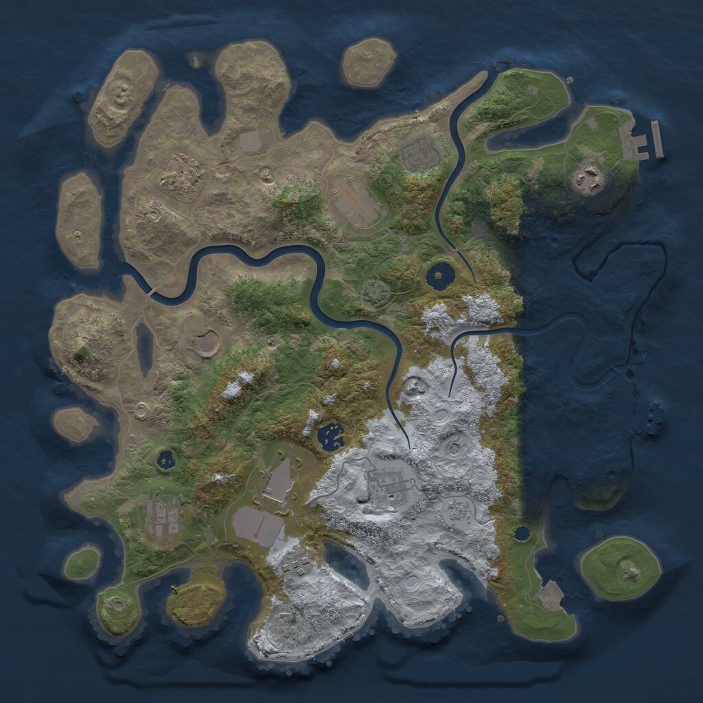 Rust Map: Procedural Map, Size: 3800, Seed: 666, 16 Monuments