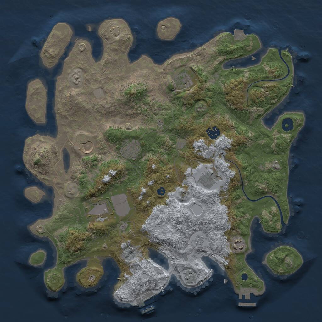 Rust Map: Procedural Map, Size: 3800, Seed: 666, 14 Monuments