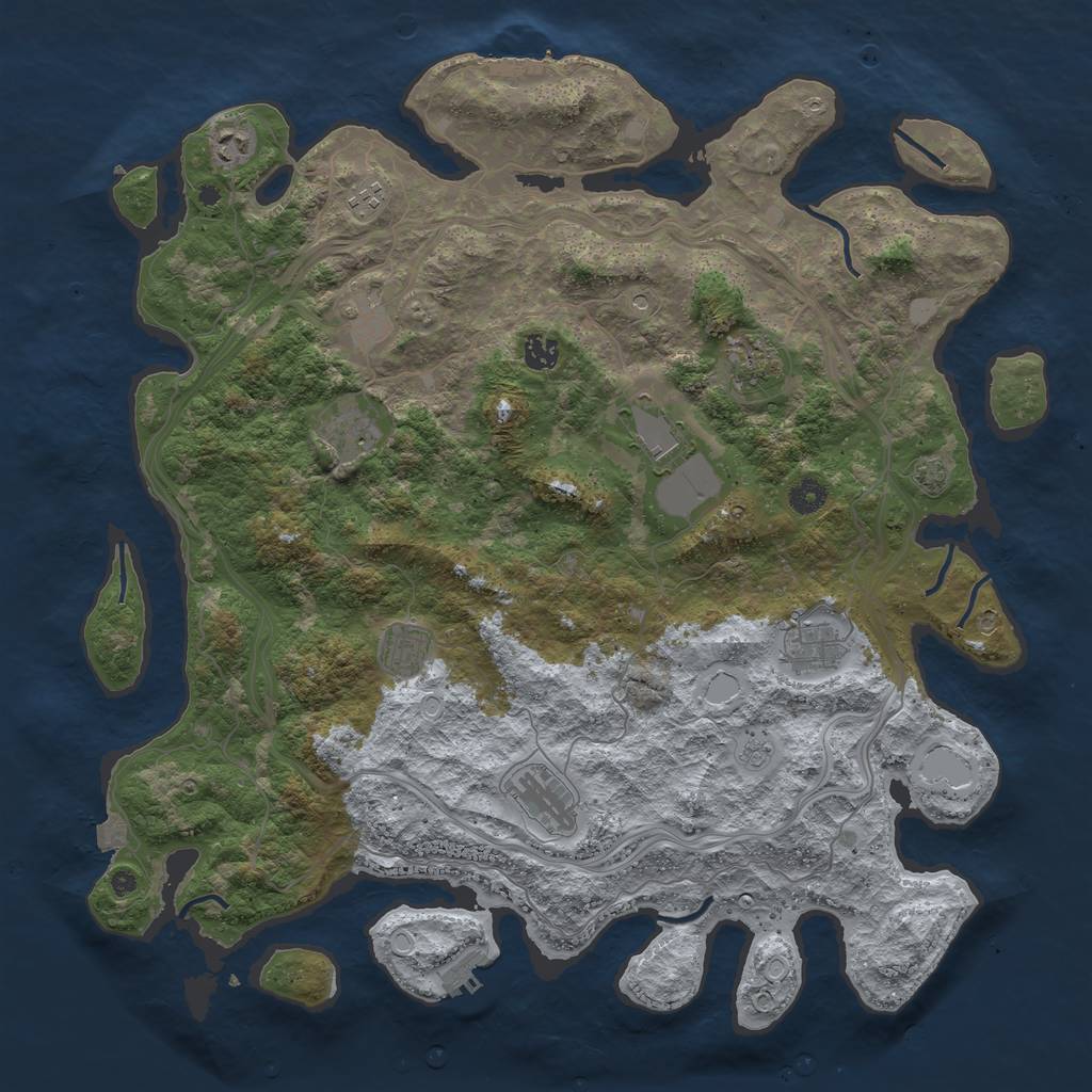 Rust Map: Procedural Map, Size: 4500, Seed: 1343300922, 18 Monuments