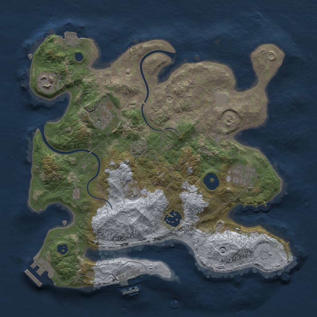 Rust Map: Procedural Map, Size: 3000, Seed: 1554643623, 10 Monuments