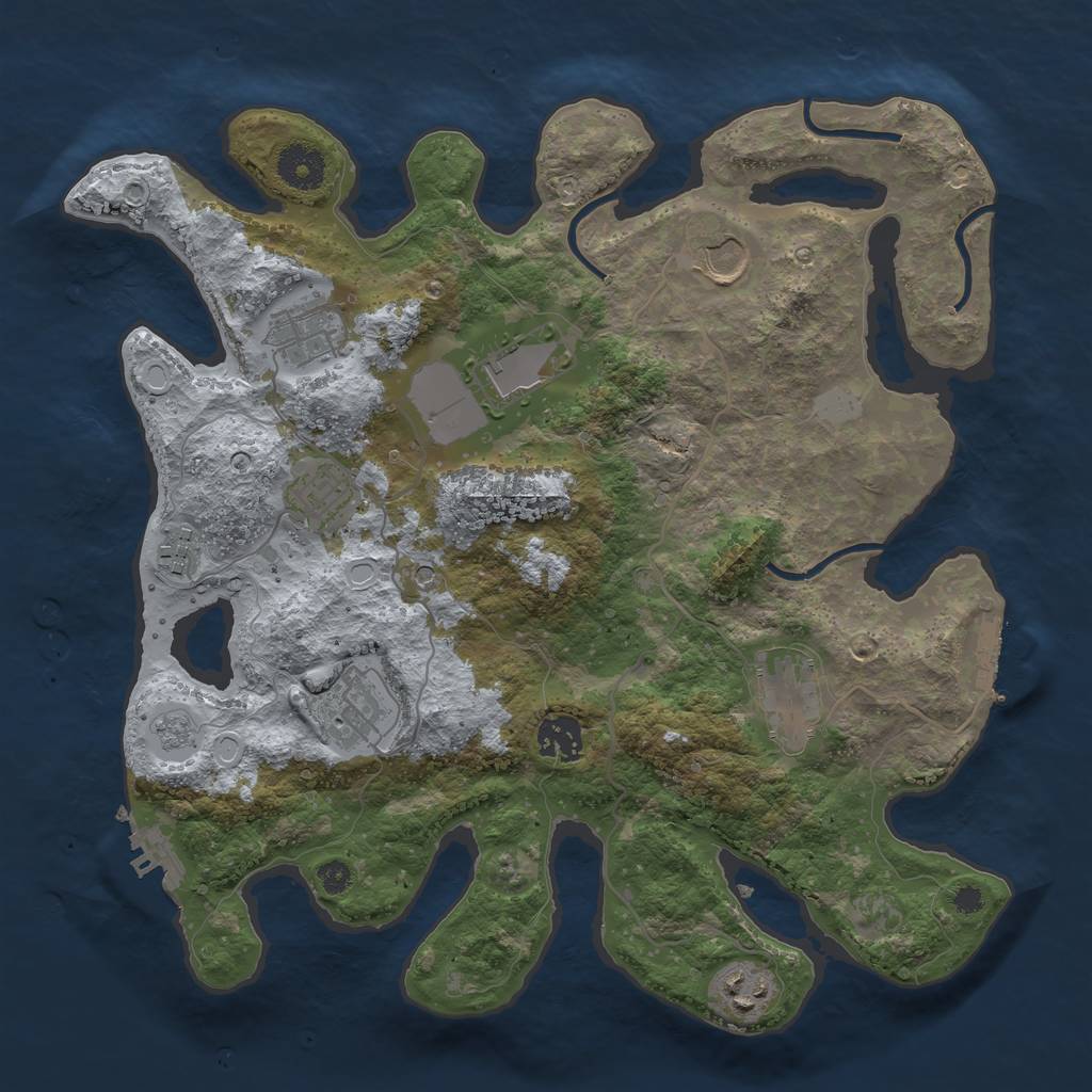 Rust Map: Procedural Map, Size: 3500, Seed: 2012197891, 16 Monuments