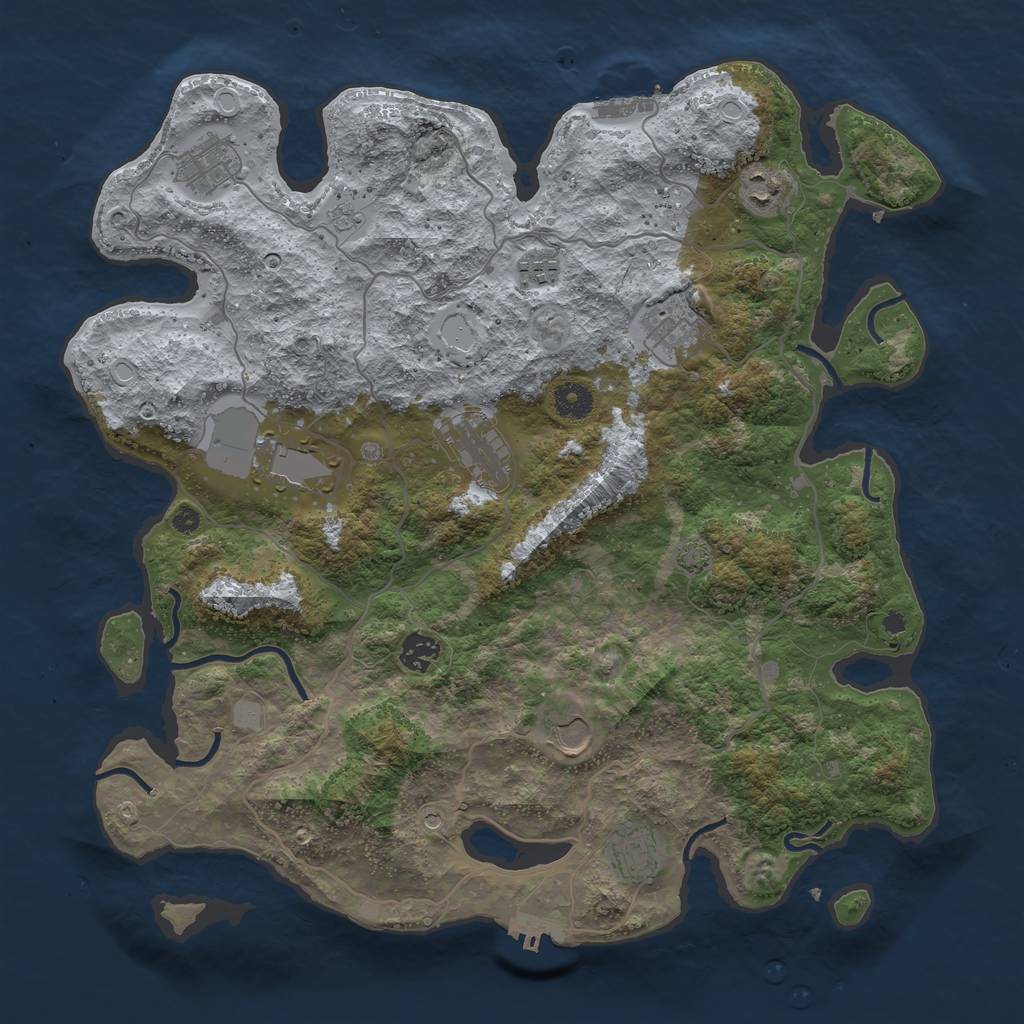 Rust Map: Procedural Map, Size: 4000, Seed: 1355135986, 17 Monuments