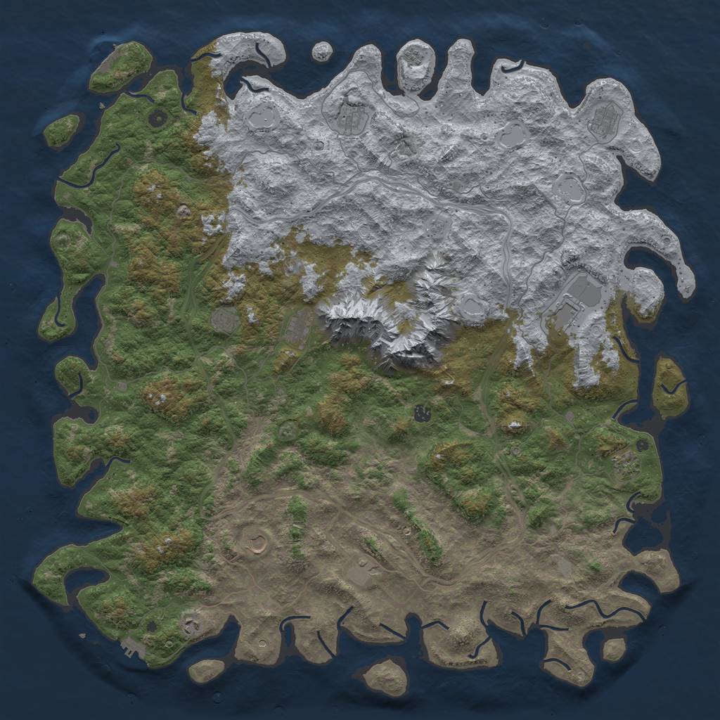 Rust Map: Procedural Map, Size: 6000, Seed: 14534678, 18 Monuments