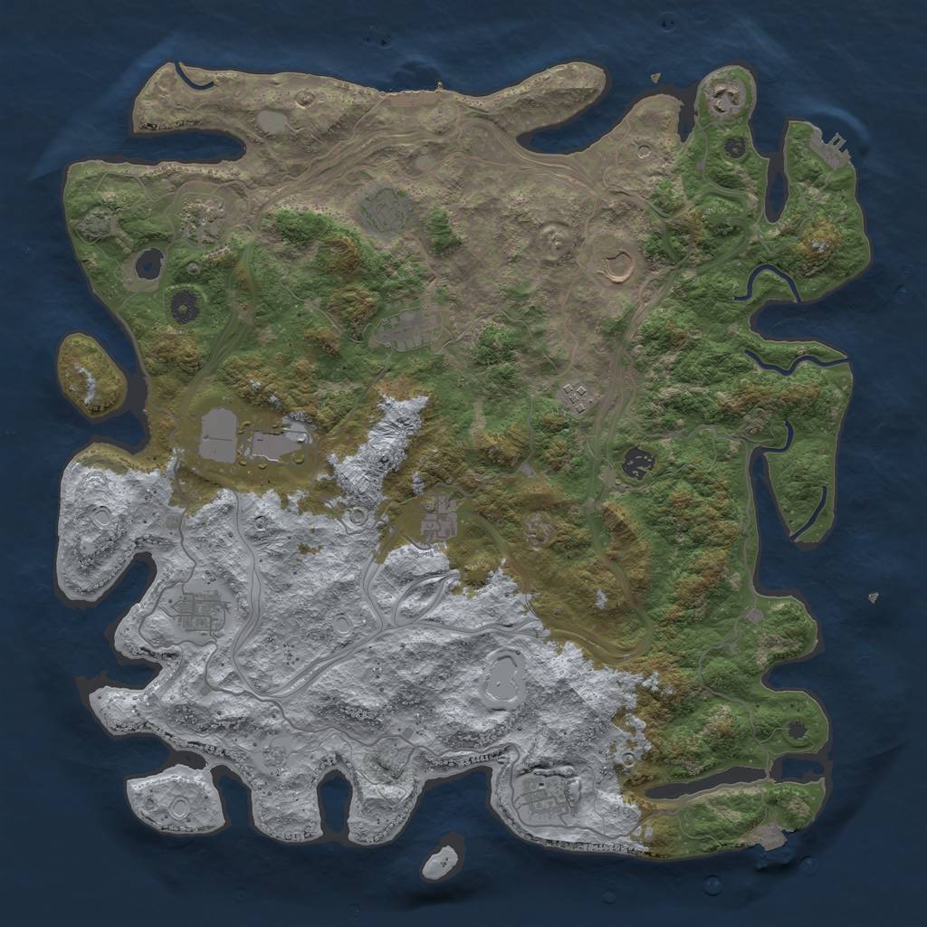 Rust Map: Procedural Map, Size: 4500, Seed: 582508570, 19 Monuments
