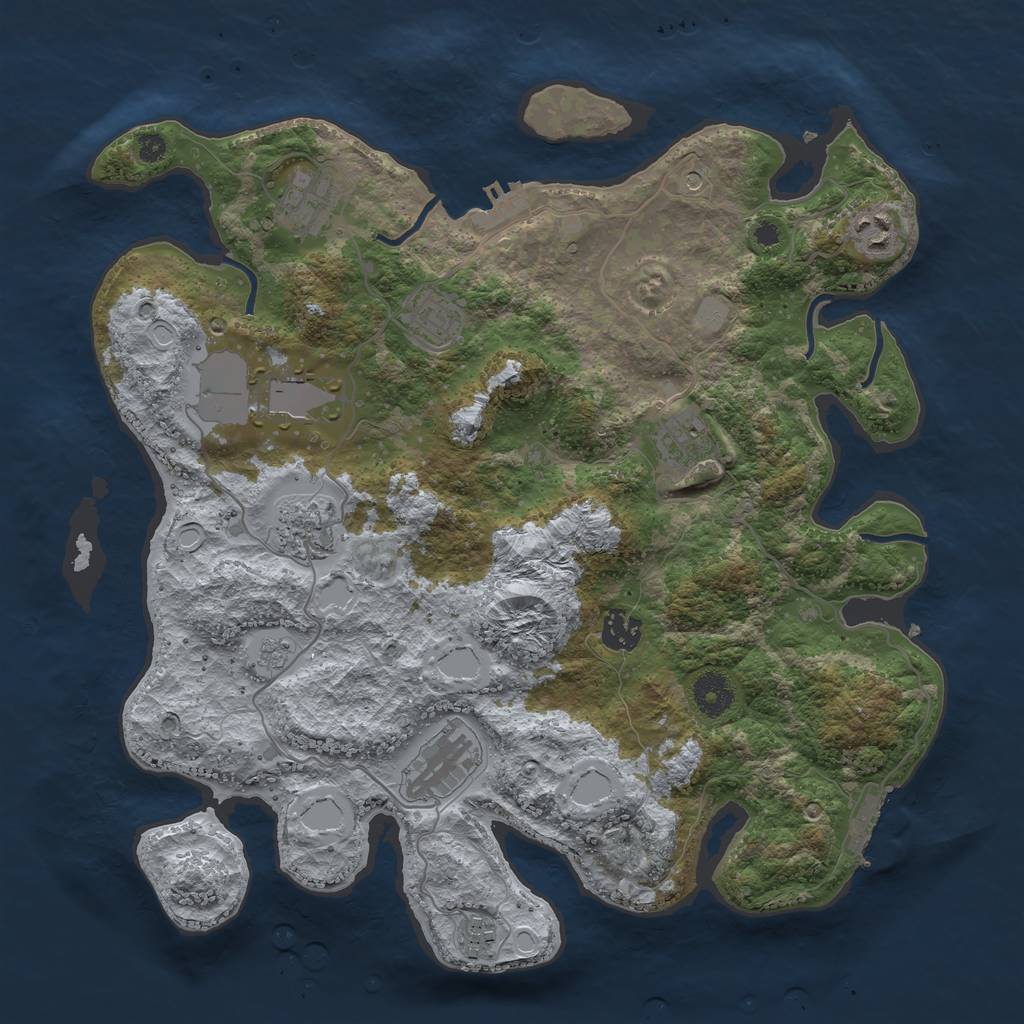 Rust Map: Procedural Map, Size: 3700, Seed: 5748787, 16 Monuments