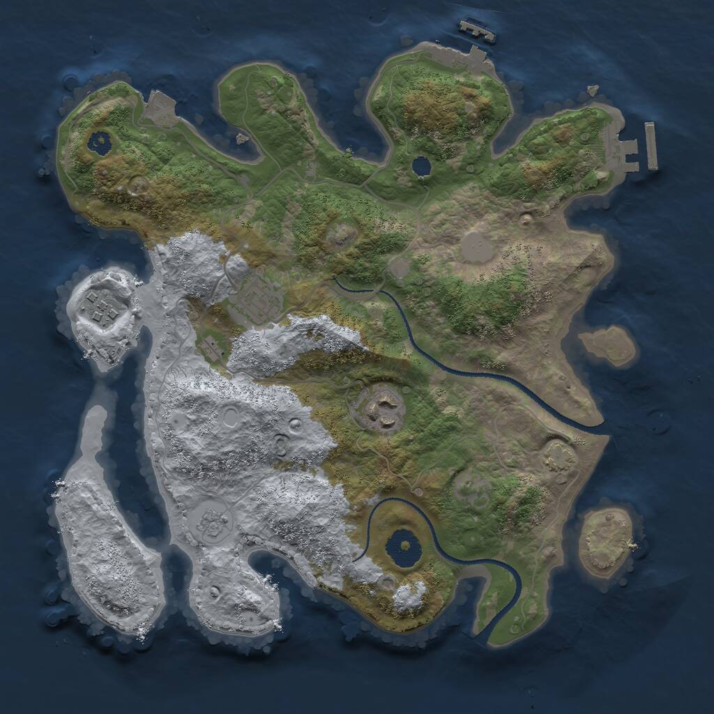 Rust Map: Procedural Map, Size: 3000, Seed: 232212515, 8 Monuments