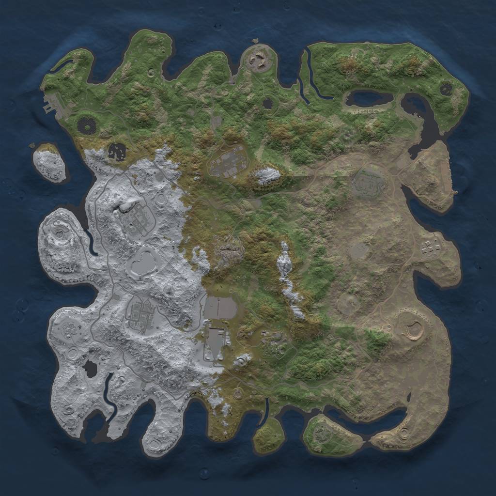 Rust Map: Procedural Map, Size: 4000, Seed: 70990, 18 Monuments