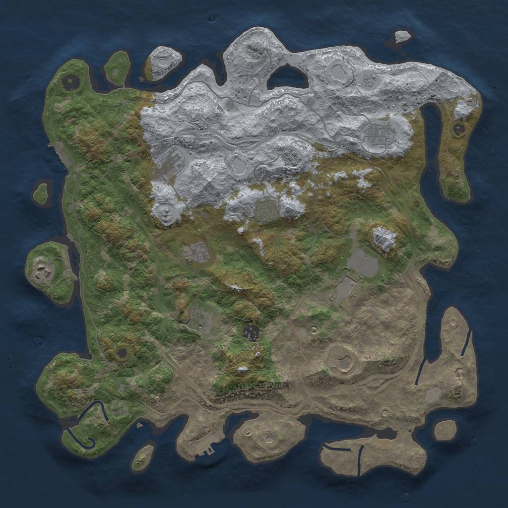 Rust Map: Procedural Map, Size: 4400, Seed: 123457890, 17 Monuments