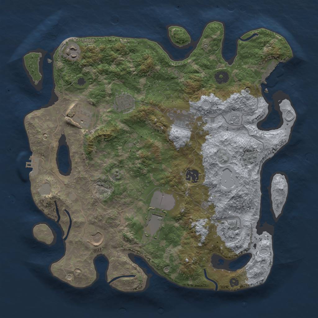 Rust Map: Procedural Map, Size: 3500, Seed: 3512486, 15 Monuments