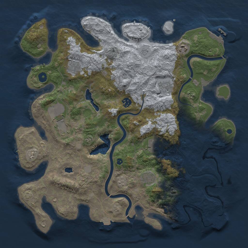 Rust Map: Procedural Map, Size: 4000, Seed: 122124945, 14 Monuments
