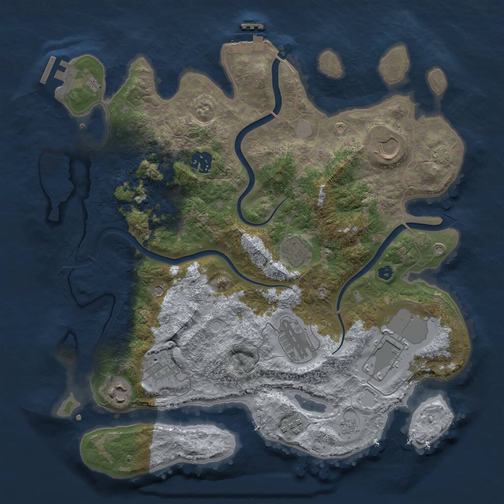 Rust Map: Procedural Map, Size: 3500, Seed: 118232647, 14 Monuments