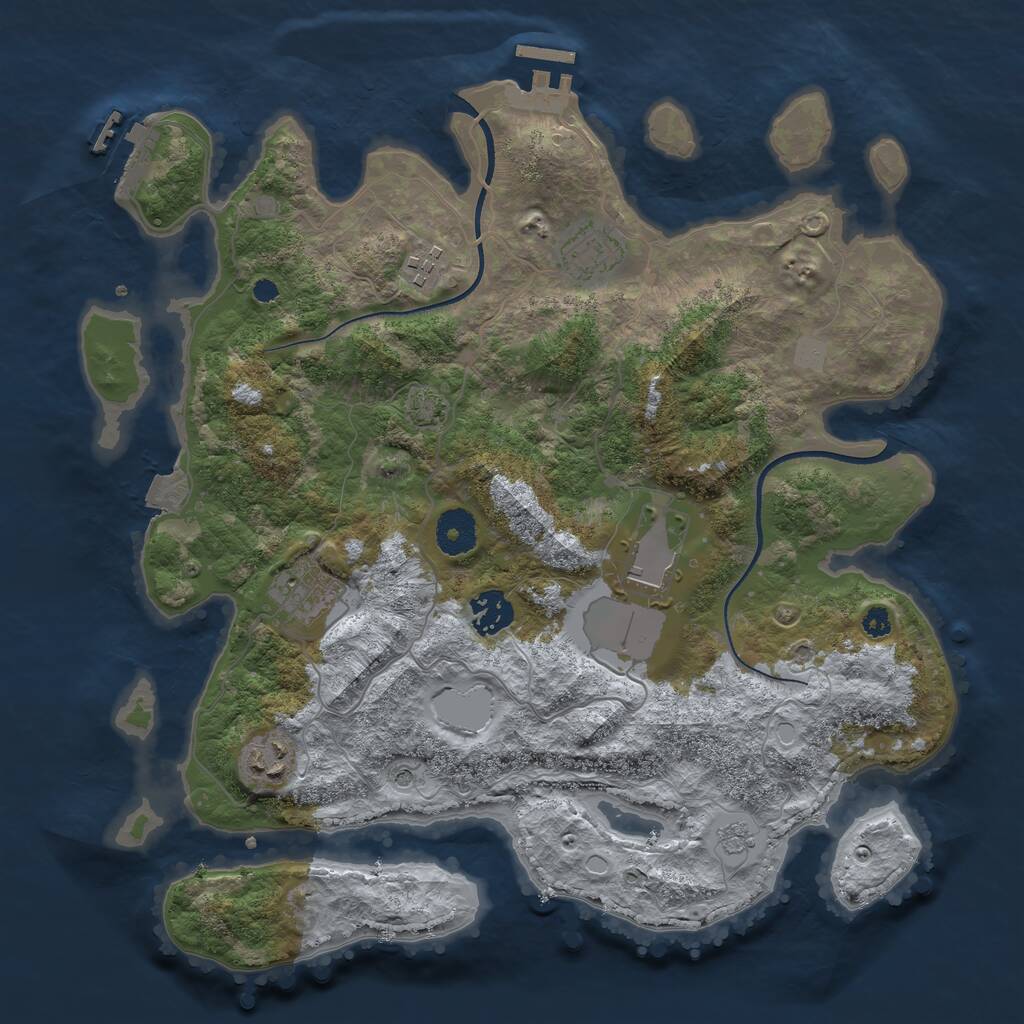 Rust Map: Procedural Map, Size: 3500, Seed: 118232647, 12 Monuments