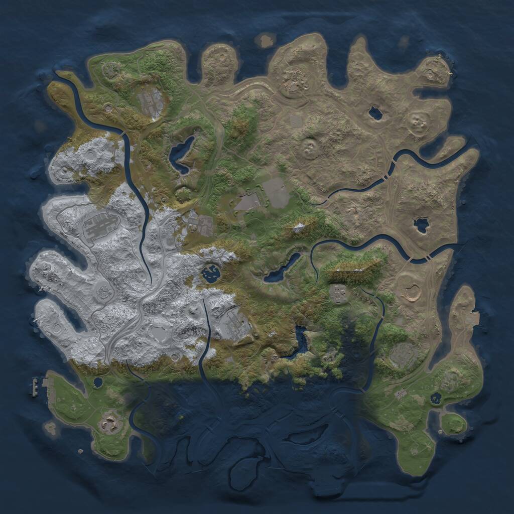 Rust Map: Procedural Map, Size: 4500, Seed: 3528, 17 Monuments