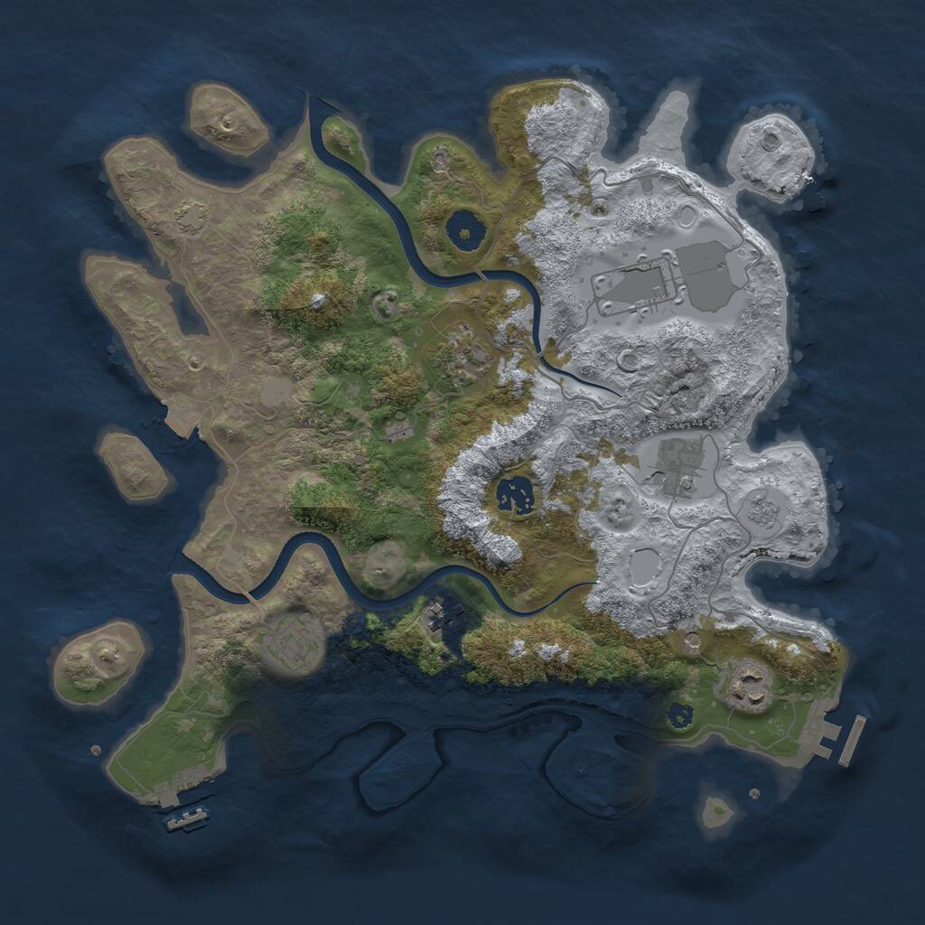 Rust Map: Procedural Map, Size: 3550, Seed: 321380, 13 Monuments