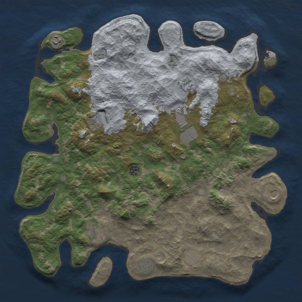Rust Map: Barren, Size: 4500, Seed: 2135804235, 13 Monuments