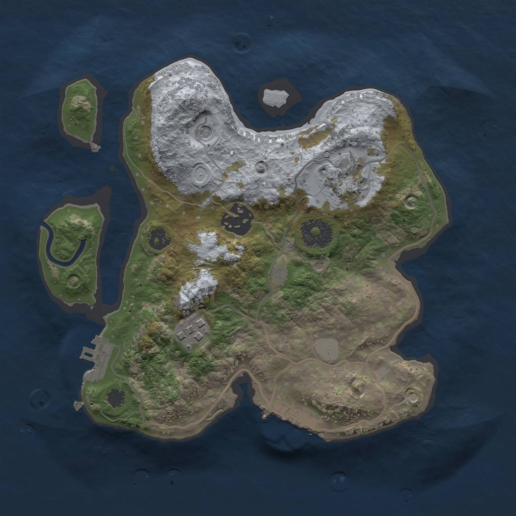 Rust Map: Procedural Map, Size: 2500, Seed: 496265261, 9 Monuments