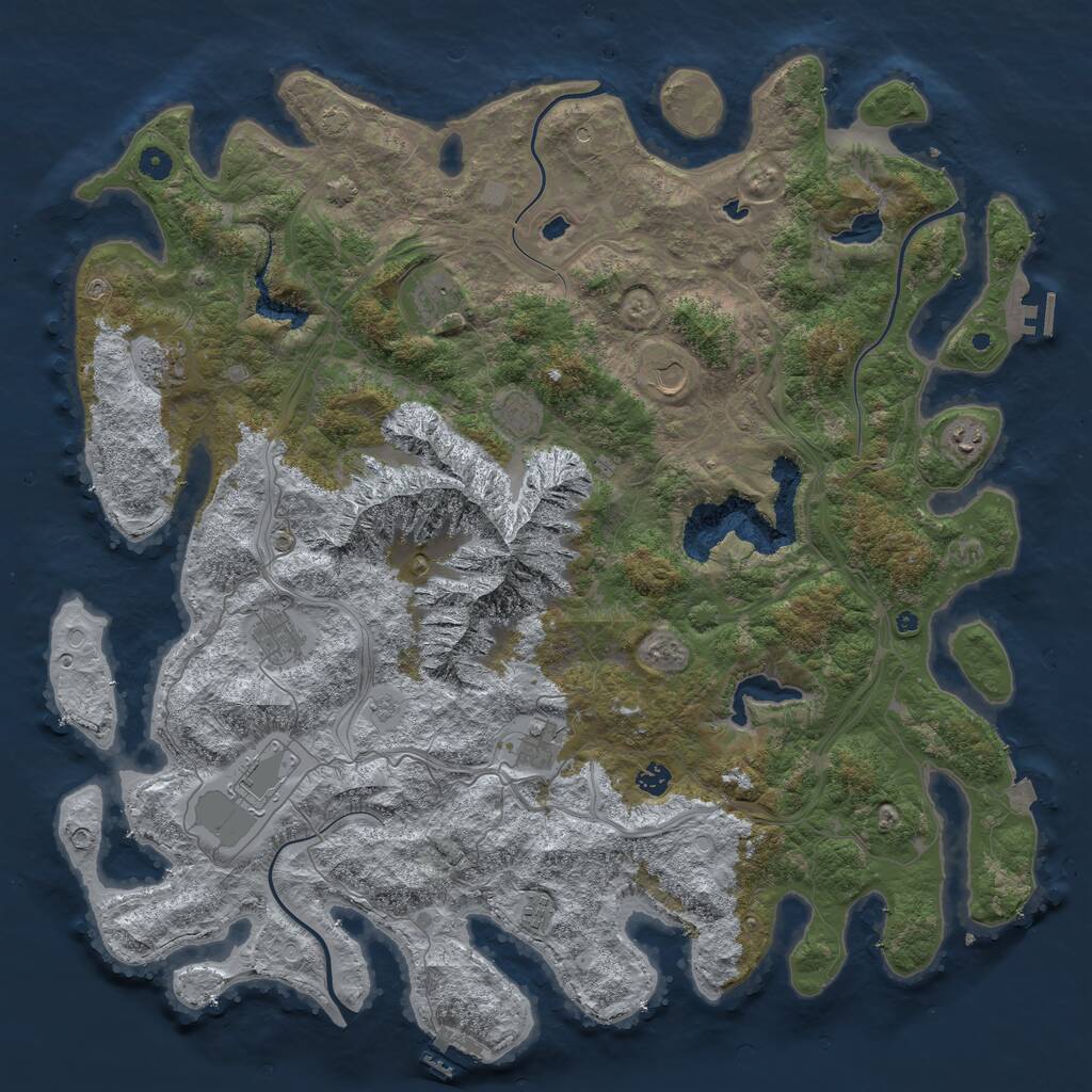 Rust Map: Procedural Map, Size: 5000, Seed: 72193673, 16 Monuments