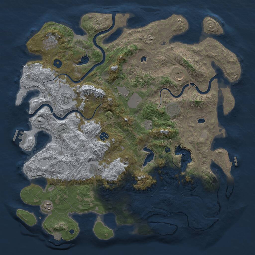 Rust Map: Procedural Map, Size: 4500, Seed: 3077756, 15 Monuments