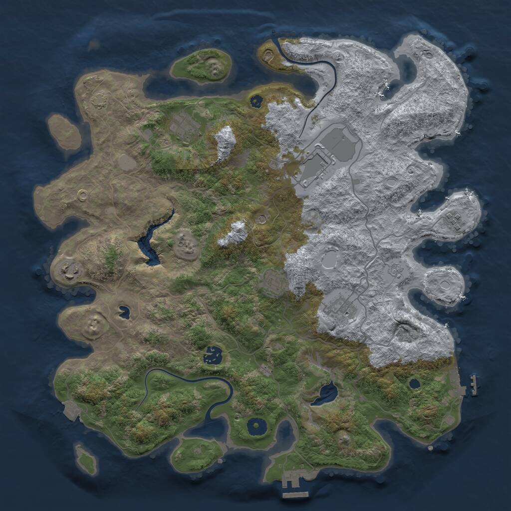 Rust Map: Procedural Map, Size: 4000, Seed: 1854231660, 13 Monuments