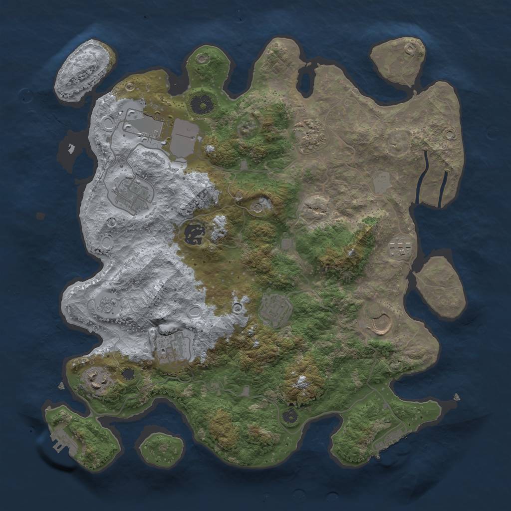 Rust Map: Procedural Map, Size: 3600, Seed: 7653279, 16 Monuments