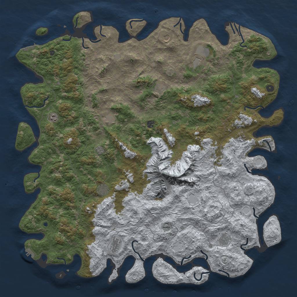 Rust Map: Procedural Map, Size: 6000, Seed: 9, 20 Monuments
