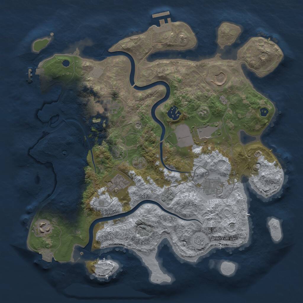Rust Map: Procedural Map, Size: 3500, Seed: 372855994, 14 Monuments